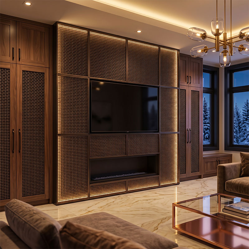 Arquimesh QKCWM decorative metal mesh panel used as a stylish interior partition in modern architectural design