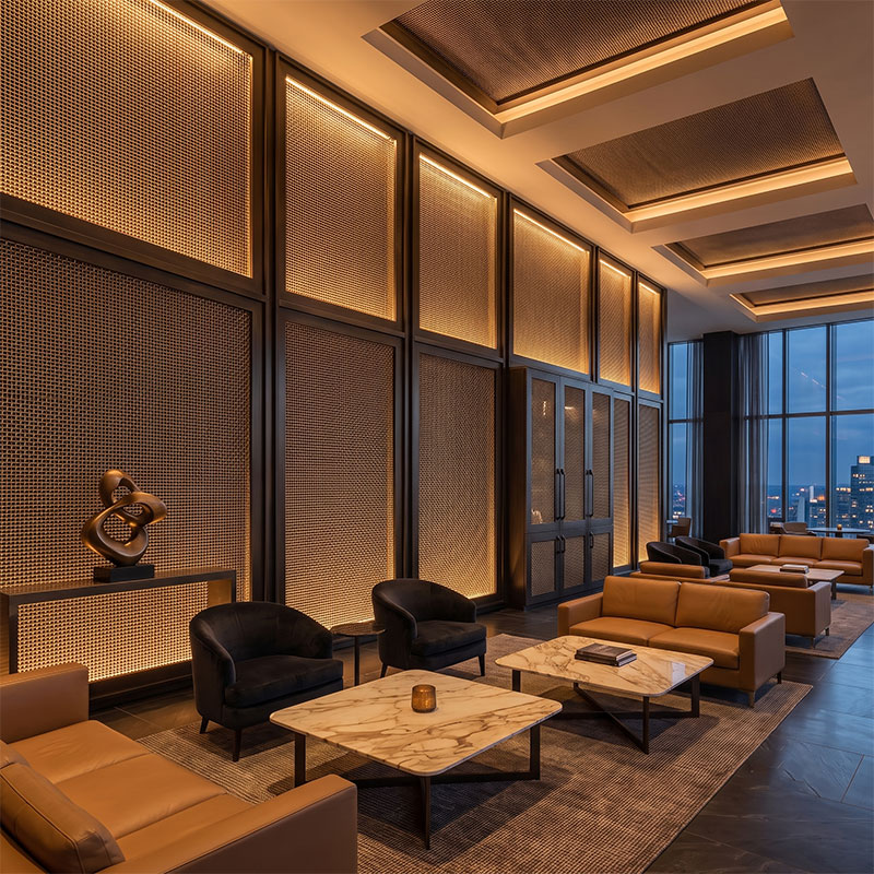 Arquimesh QKCWM decorative metal mesh panel used as a stylish interior partition in modern architectural design