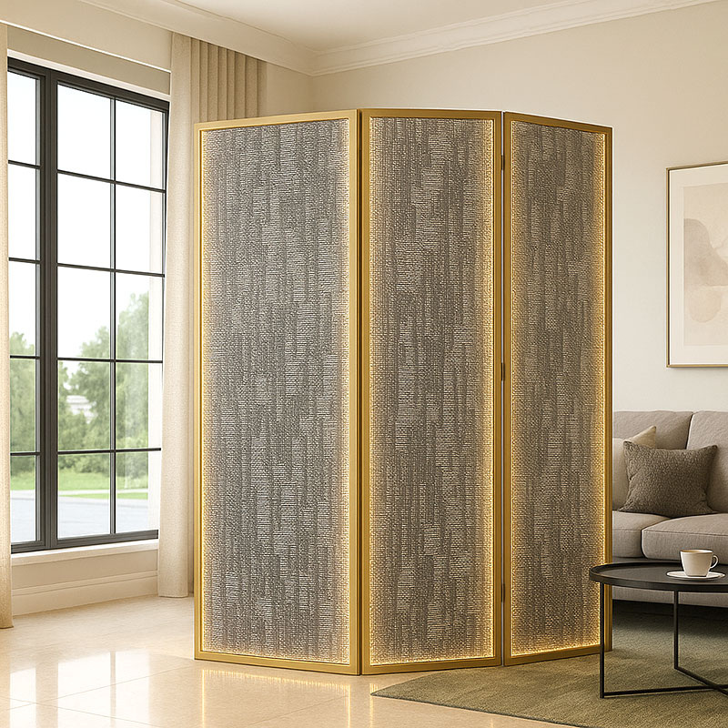 FibraMetis architectural mesh drapery showcased as interior wall cladding, highlighting custom woven metal fabric in a sophisticated interior setting.