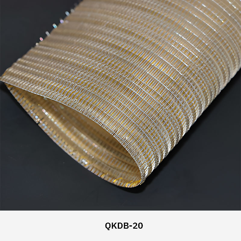 FibraMetis QKDB interior metal drapery used as a decorative wall panel, featuring woven wire fabric in custom colors and patterns
