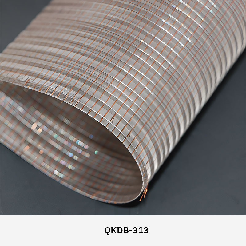 FibraMetis QKDB interior metal drapery used as a decorative wall panel, featuring woven wire fabric in custom colors and patterns