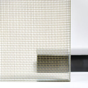 GlasMetis QKGBS laminated glass with braided mesh interior, shown in custom finish for architectural and interior applications
