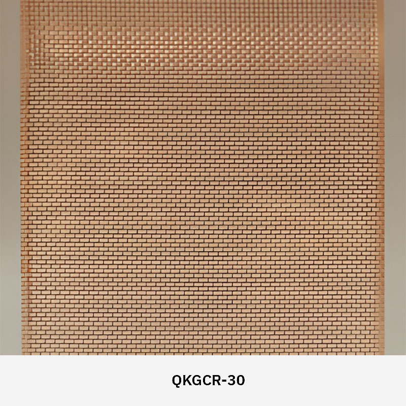 GlasMetis QKGCR laminated glass panel with crimped metal mesh insert for decorative and safety-focused architectural applications