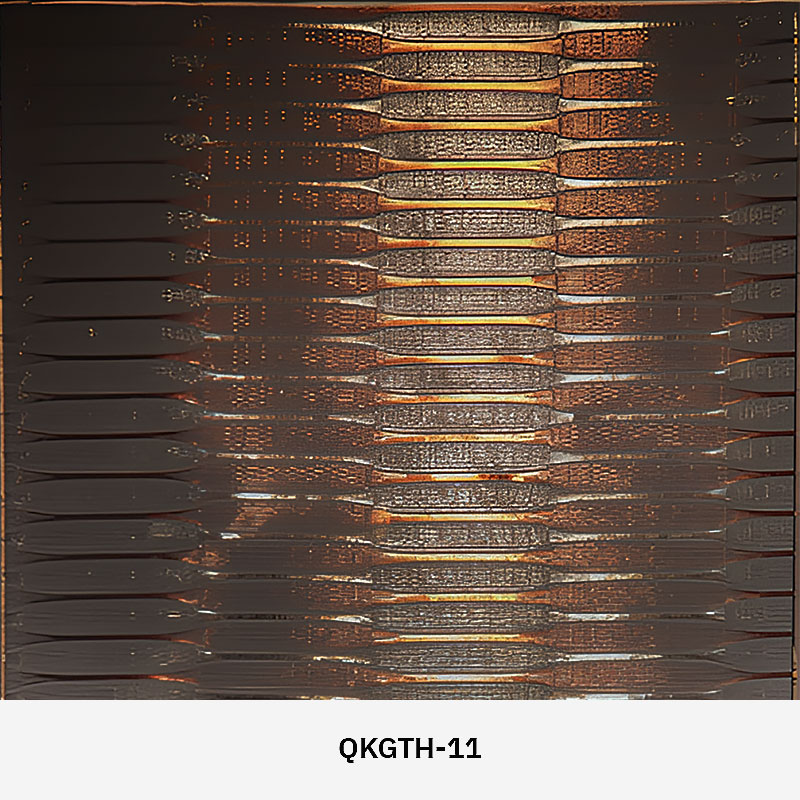GlasMetis QKGTH laminated wire mesh glass with metallic mesh layer, shown in custom finish for modern architectural use