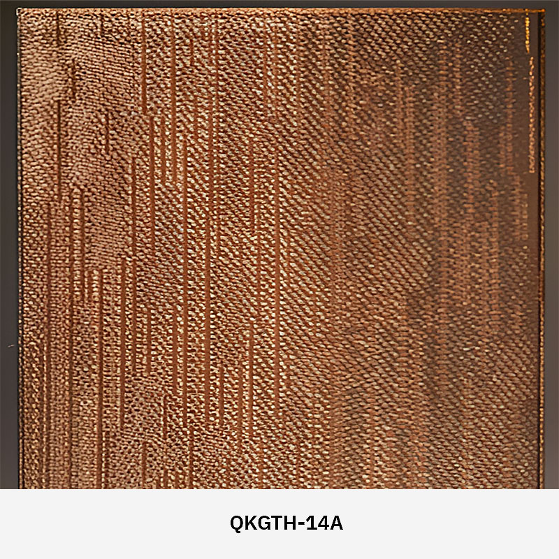 GlasMetis QKGTH laminated wire mesh glass with metallic mesh layer, shown in custom finish for modern architectural use