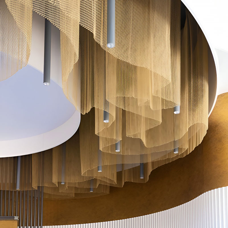 Stylish metal mesh curtain for modern interior
