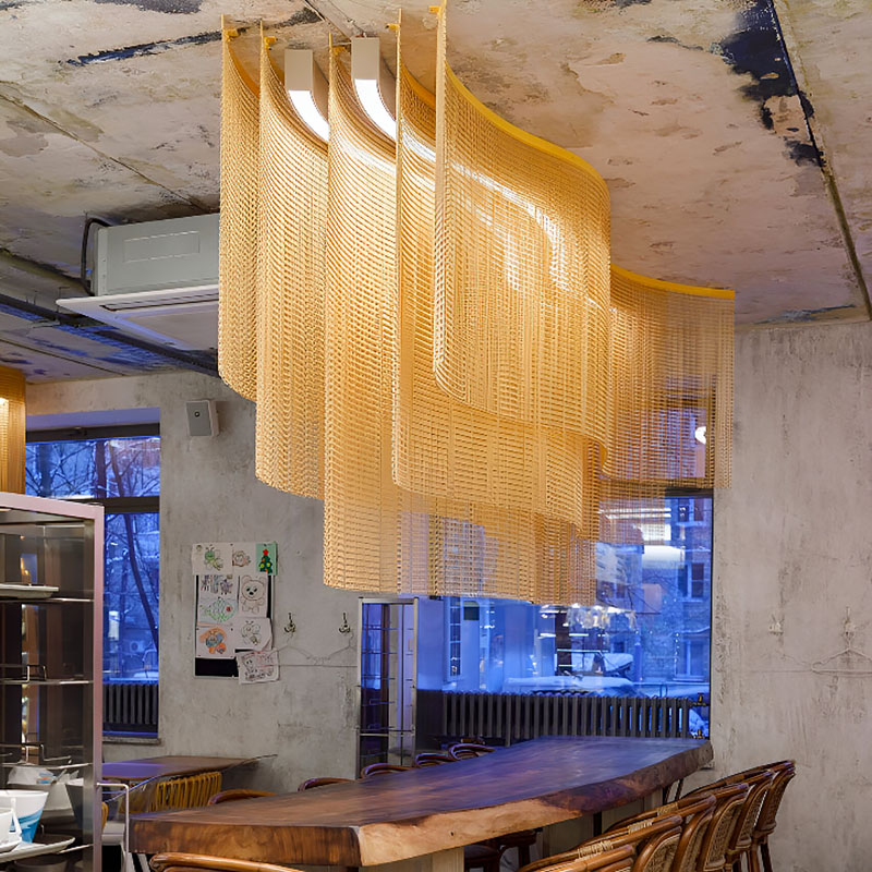 Stylish metal mesh curtain for modern interior