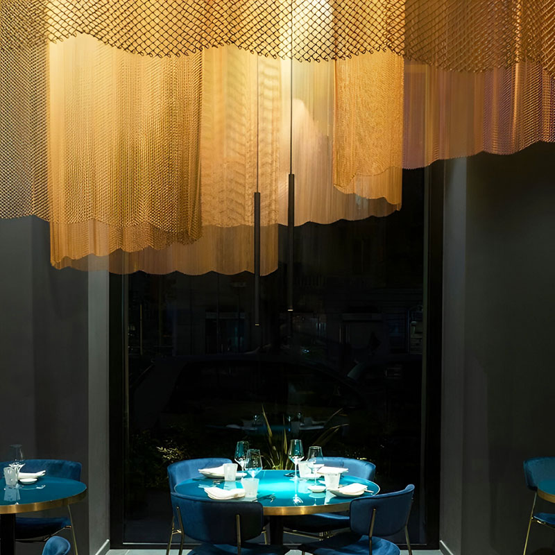 Stylish metal mesh curtain for modern interior