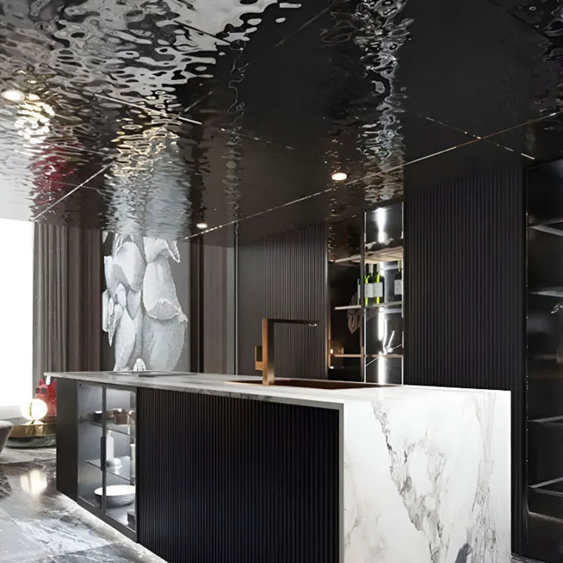 Water ripple stainless steel sheet with mirror finish for interior decor