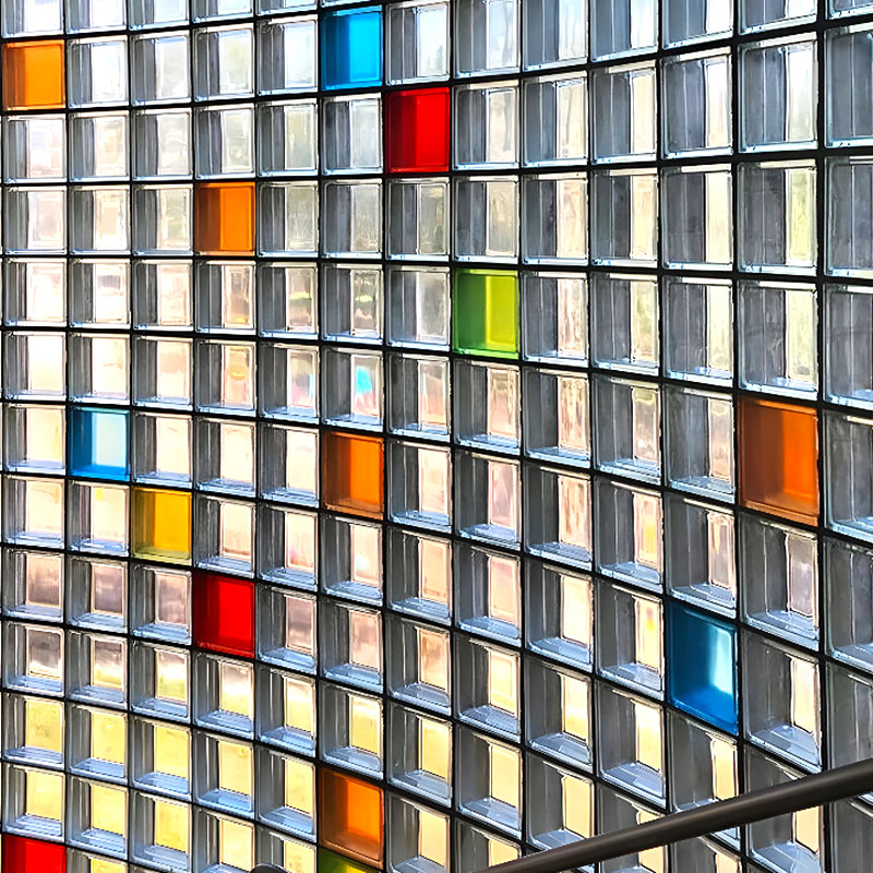 Clarus JH0CM colored glass block with translucent textured surface for light diffusion and privacy