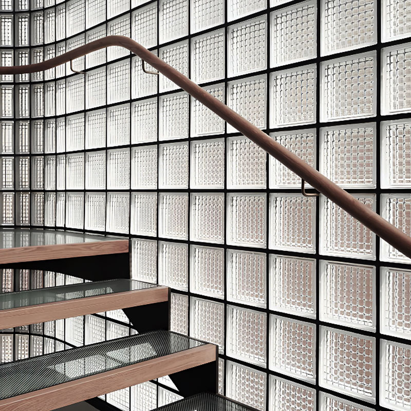 Clarus JH0CS clear glass block series with multiple textured patterns for decorative walls, partitions, and architectural features in residential or commercial spaces.