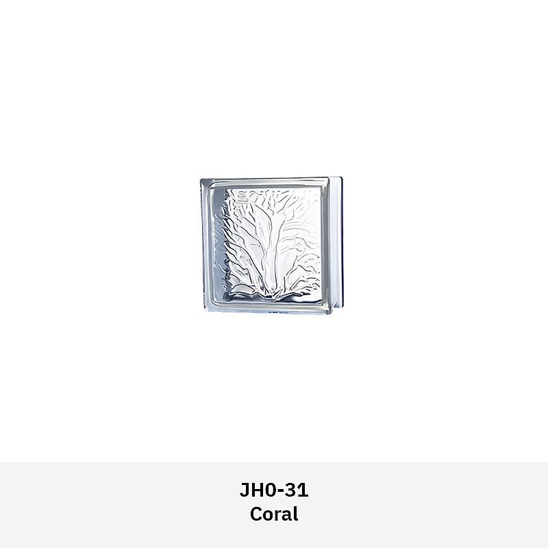 Clarus JH0CS clear glass block series with multiple textured patterns for decorative walls, partitions, and architectural features in residential or commercial spaces.