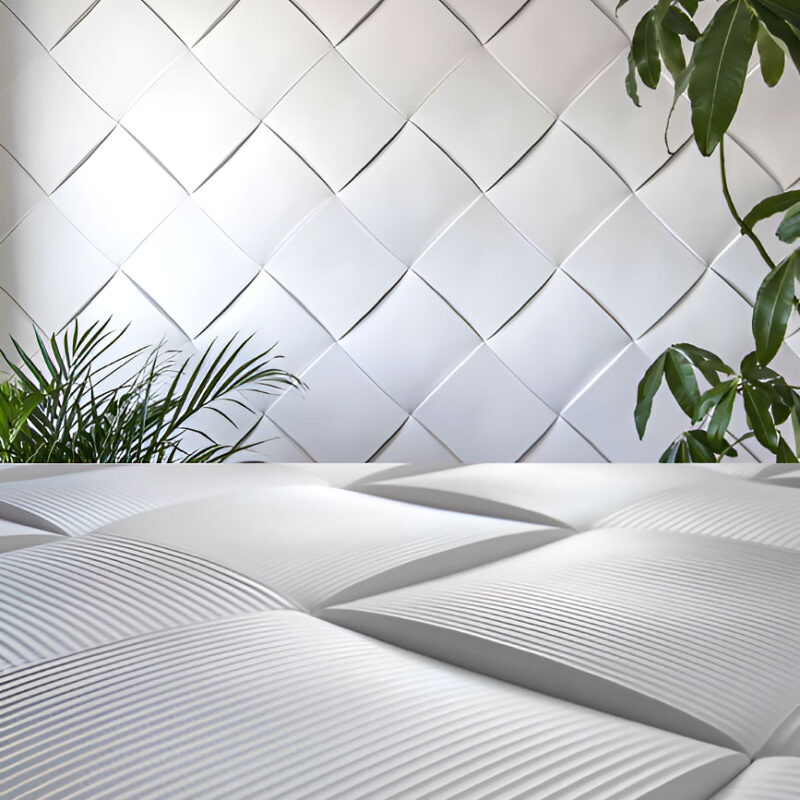 3D decorative wall tiles with ridged texture, ideal for modern interior feature walls in residential and commercial spaces.