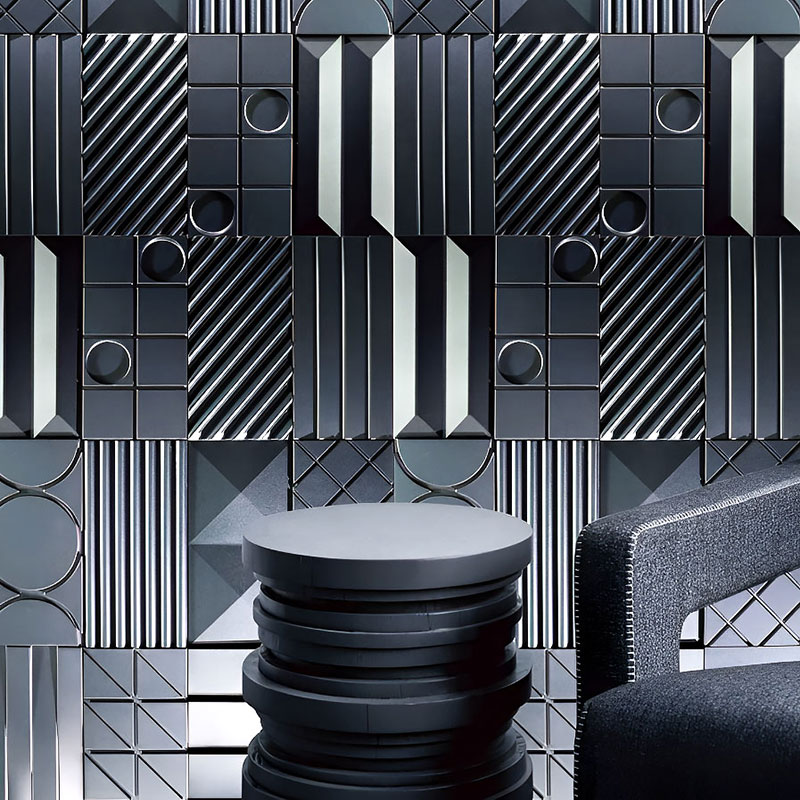 Geometric interior wall tile with sculptural texture in UHPC, ideal for modern feature walls in residential and commercial spaces.