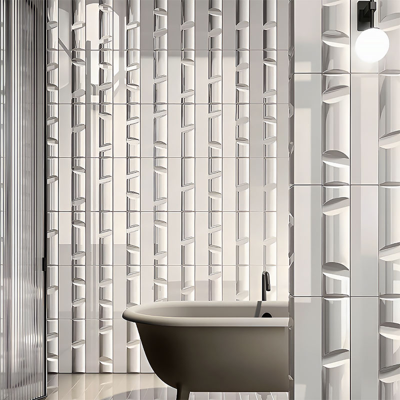 Modern accent tile with textured surface for feature walls in residential and commercial interiors. Formavox 60ME – sleek, durable, and stylish.
