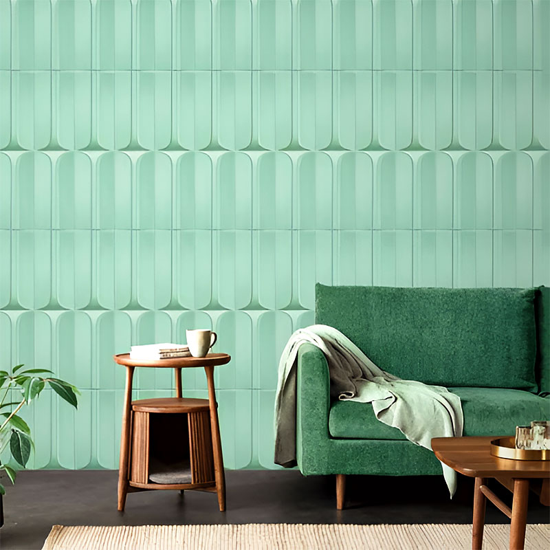 Textured 3D wall cladding tile with curved sculptural design in subtle tones, ideal for modern residential and commercial interiors.