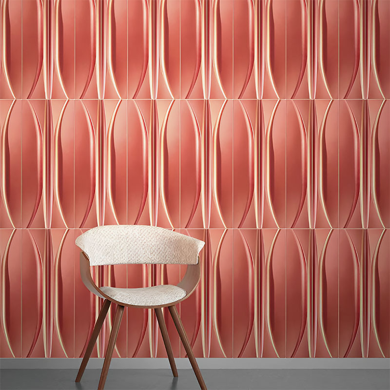 Formavox 63YA Architectural 3D Wall Tile with linear sculptural texture, ideal for modern feature walls in residential and commercial interiors.