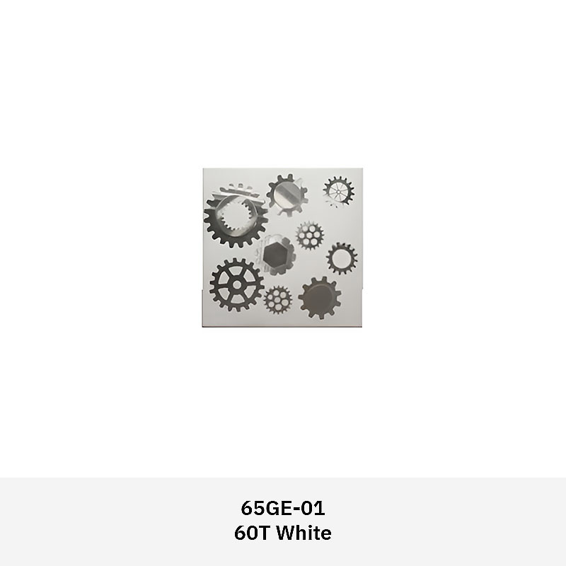 Formavox 65GE sculpted 3D concrete wall tile with geometric design, shown in matte and metallic finish for modern interiors