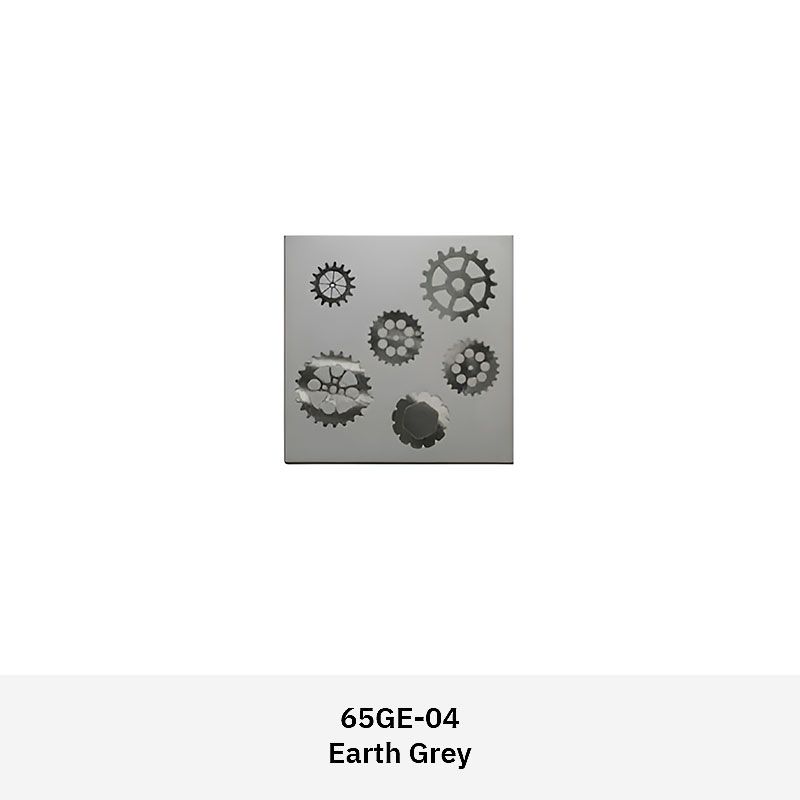 Formavox 65GE sculpted 3D concrete wall tile with geometric design, shown in matte and metallic finish for modern interiors