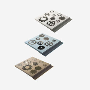 Formavox 65GE sculpted 3D concrete wall tile with geometric design, shown in matte and metallic finish for modern interiors