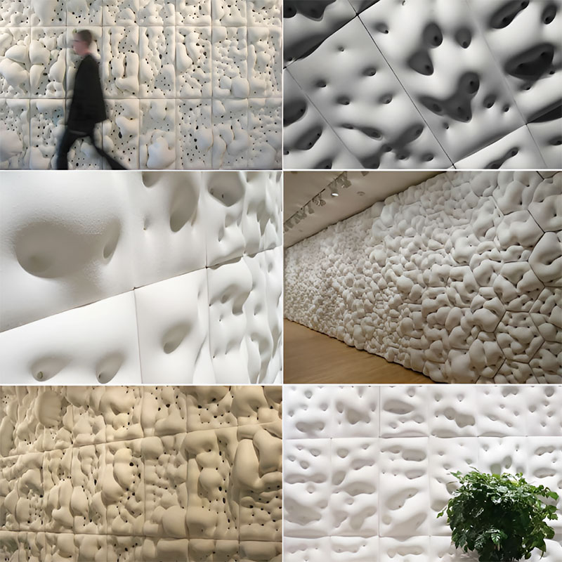 Formavox 67WW dimple-textured concrete wall tile in matte finish, showing fluid, organic surface for interior design.