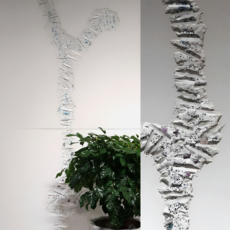 Formavox 69FU – large-format futuristic carved wall tile in UHPC with sculptural surface, ideal for modern interior feature walls.
