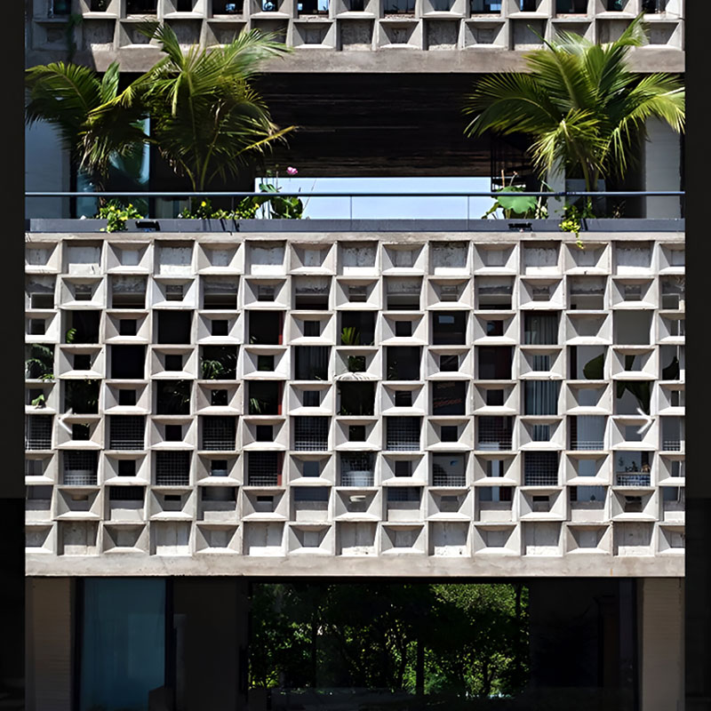 Structura SDC01 cement breeze block in decorative pattern, ideal for ventilated walls, façades, and privacy screens