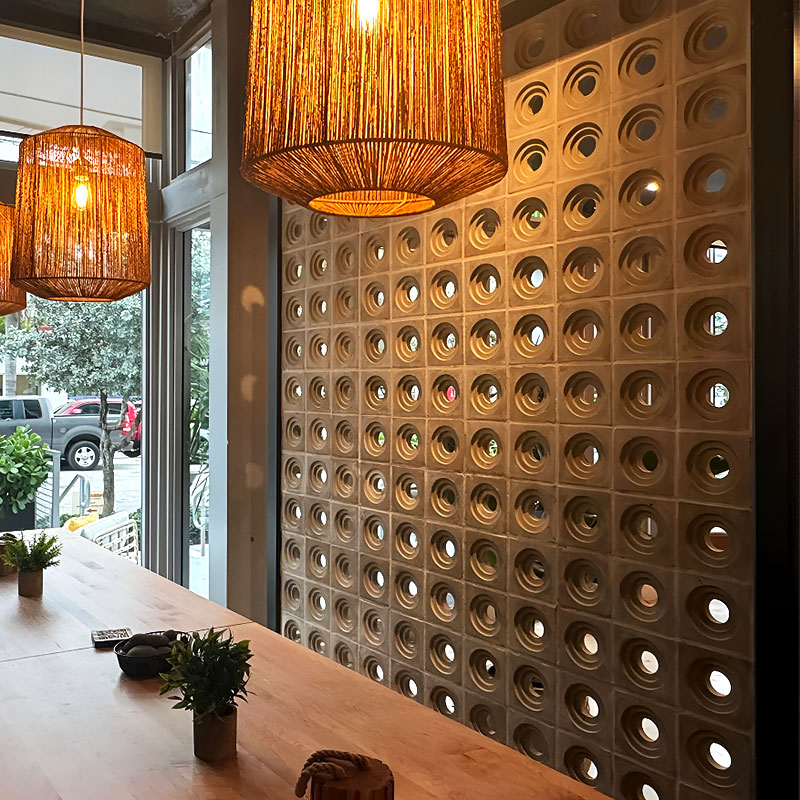 Structura SDC01 cement breeze block in decorative pattern, ideal for ventilated walls, façades, and privacy screens