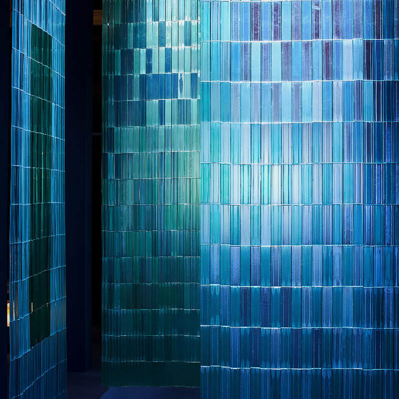 Venetian glass brick in polished, natural, or frosted finish for decorative interior walls and partition