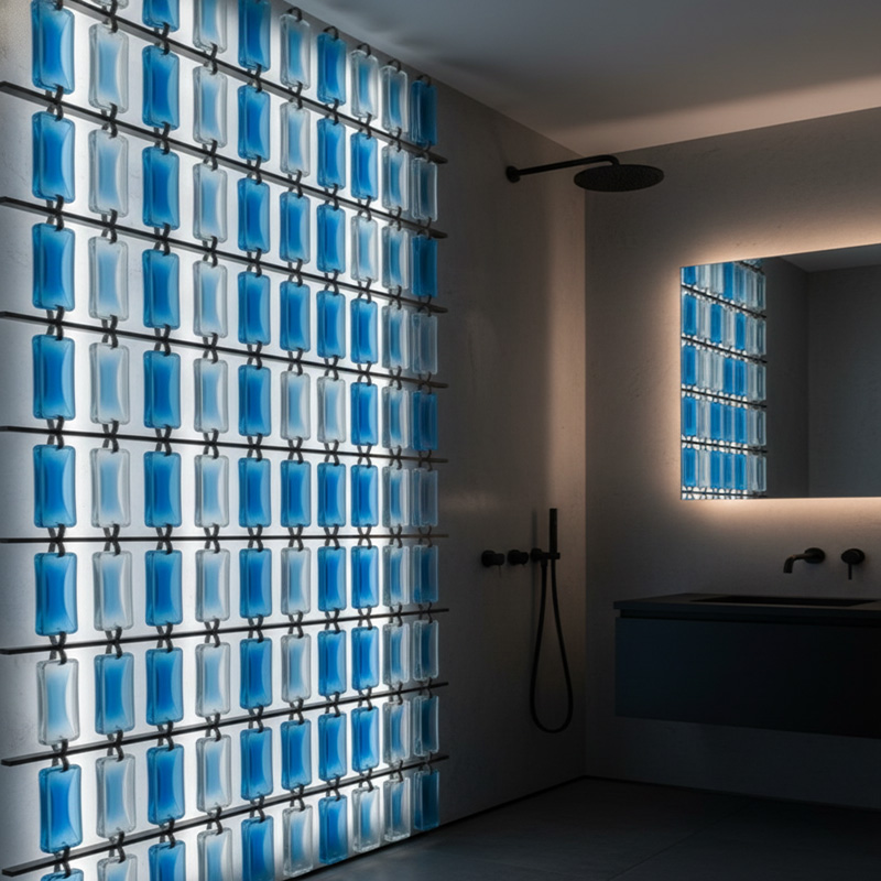 ORNVITRUM YZ0COSR colored slim glass brick for interior partitions