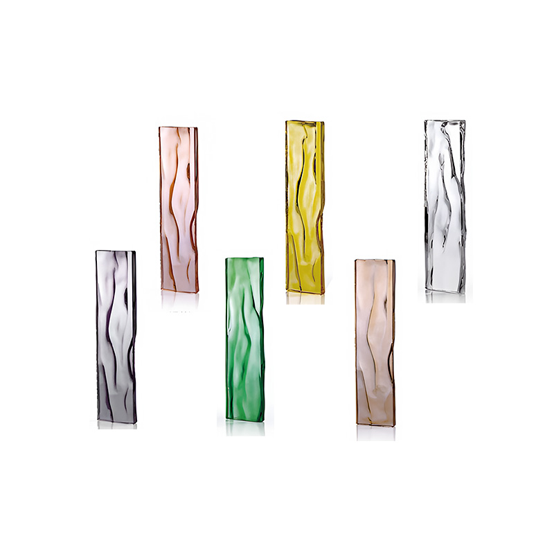 ORNVITRUM YZ0COTR colored textured glass panels for modern interior partitions and wall designs.
