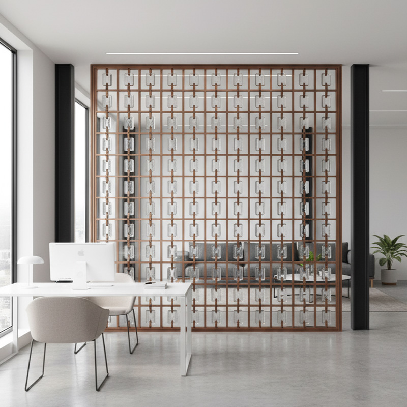 ORNVITRUM YZ0CSR Clear Slim Glass Bricks — transparent, lightweight crystal glass bricks for modern interior wall design and light-filled partitions.