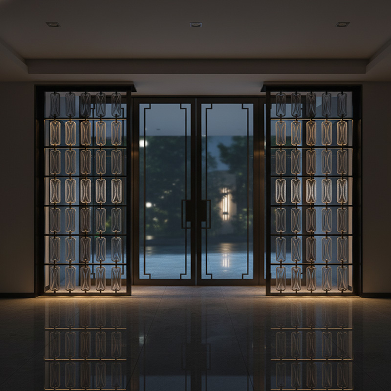 ORNVITRUM YZ0CSR Clear Slim Glass Bricks — transparent, lightweight crystal glass bricks for modern interior wall design and light-filled partitions.