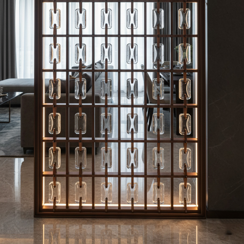 ORNVITRUM YZ0CSR Clear Slim Glass Bricks — transparent, lightweight crystal glass bricks for modern interior wall design and light-filled partitions.