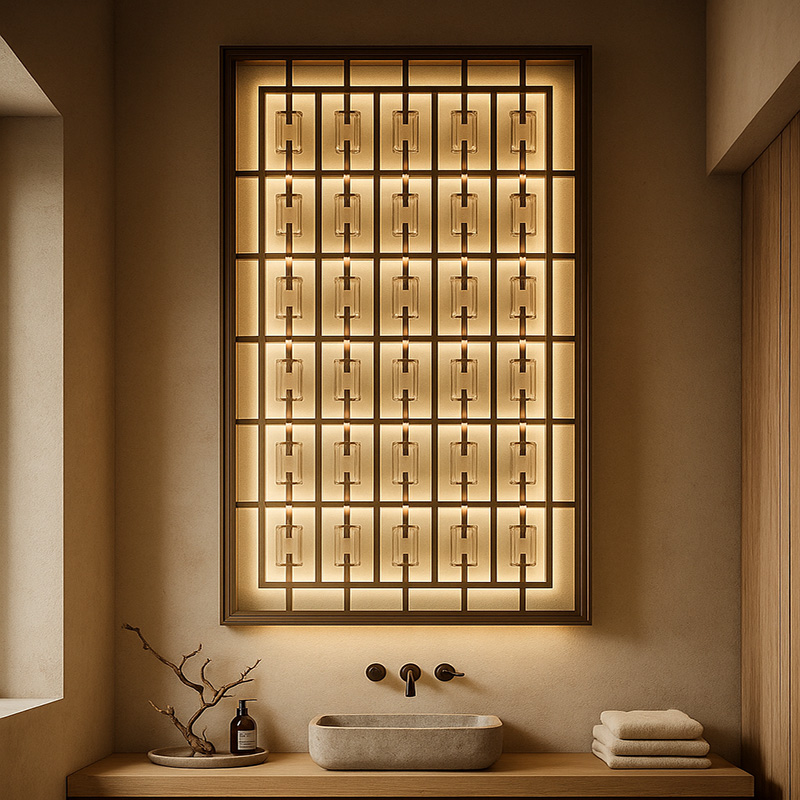 ORNVITRUM YZ0CSR Clear Slim Glass Bricks — transparent, lightweight crystal glass bricks for modern interior wall design and light-filled partitions.