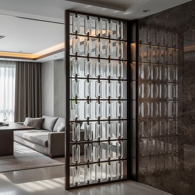ORNVITRUM YZ0CSR Clear Slim Glass Bricks — transparent, lightweight crystal glass bricks for modern interior wall design and light-filled partitions.