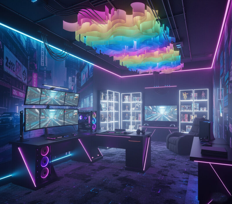 Colorful modern paper ceiling design by TEXTURA CMPC featuring eco-friendly DuPont paper and vibrant ceiling textures.