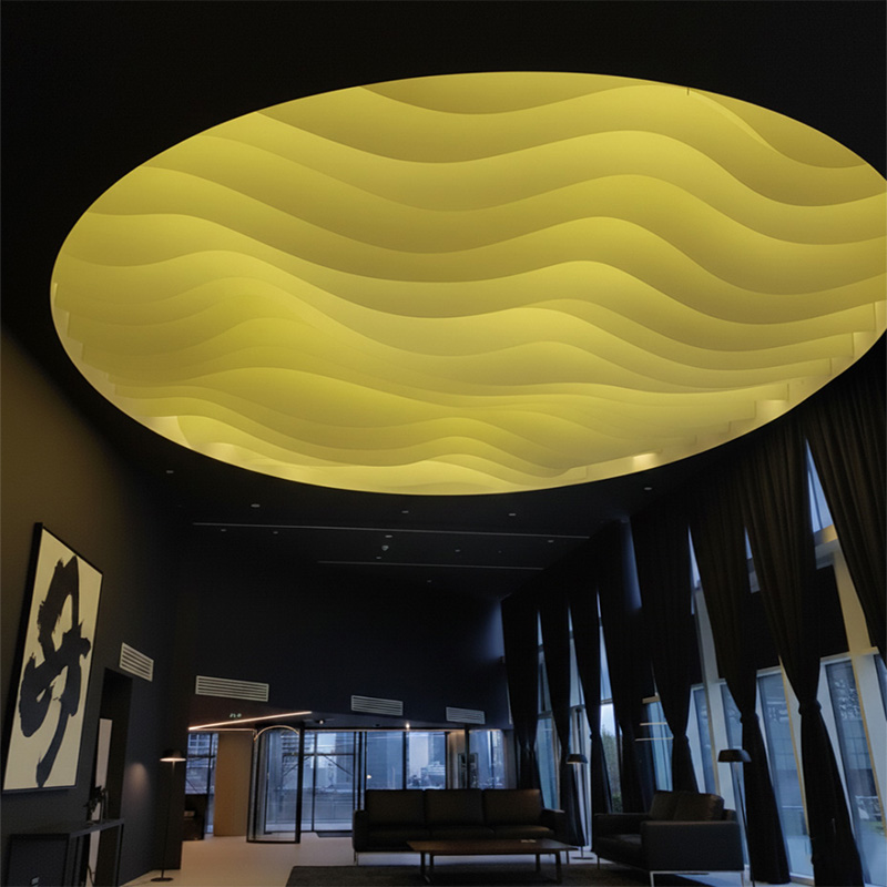 Colorful modern paper ceiling design by TEXTURA CMPC featuring eco-friendly DuPont paper and vibrant ceiling textures.