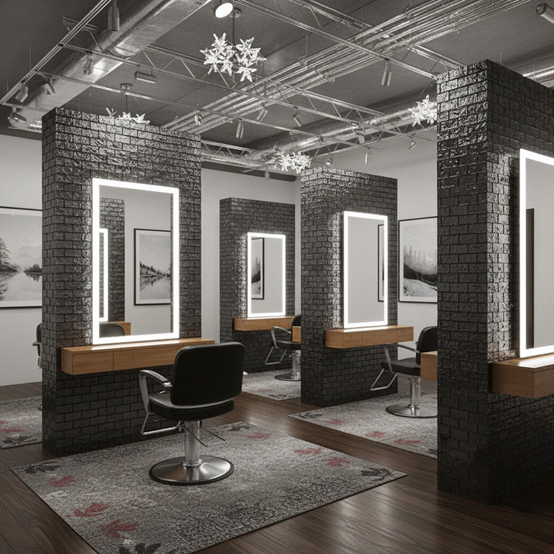 VITRALIS-DCGB decorative colored glass block with amber ice pattern, used for interior partitions and wall designs.