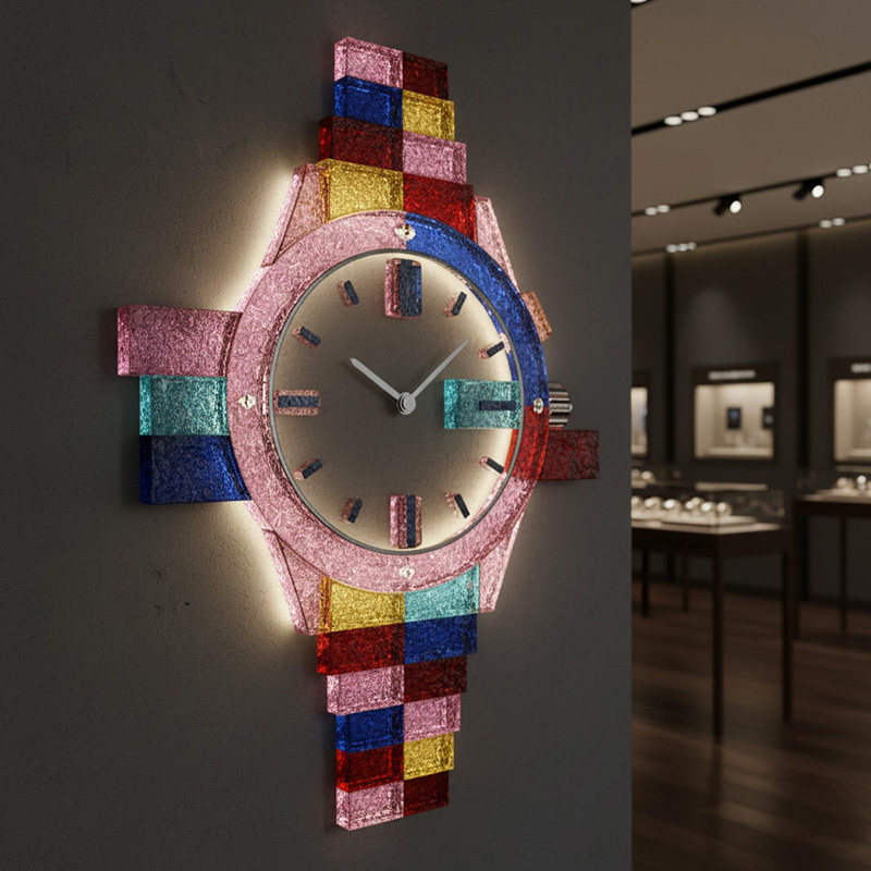 VITRALIS-DCGB decorative colored glass block with amber ice pattern, used for interior partitions and wall designs.