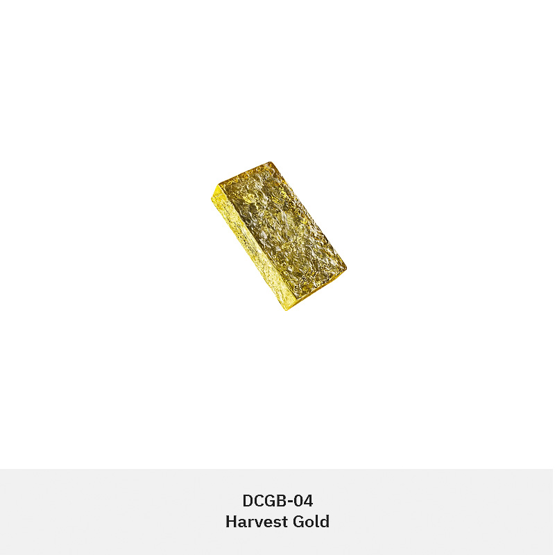 VITRALIS-DCGB decorative colored glass block with amber ice pattern, used for interior partitions and wall designs.