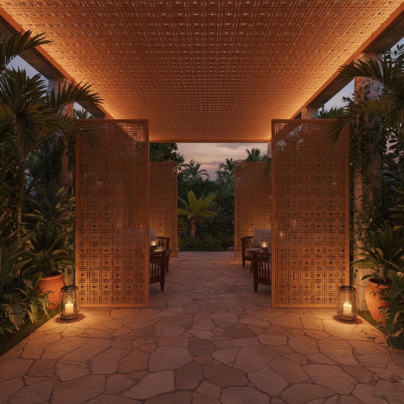 Square Synthetic Rattan Panel used for outdoor wall cladding and partitions