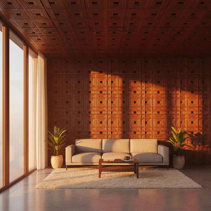 Square Synthetic Rattan Panel used for outdoor wall cladding and partitions