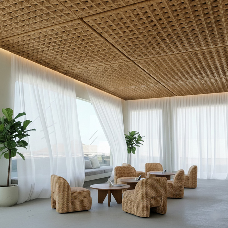Square Synthetic Rattan Panel used for outdoor wall cladding and partitions