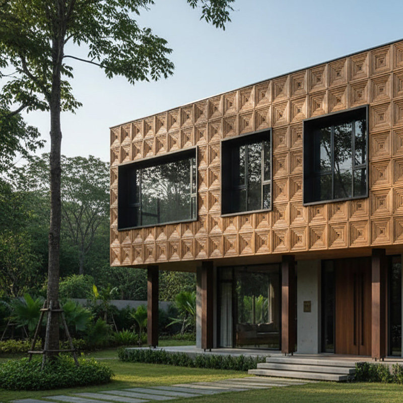 Square Synthetic Rattan Panel used for outdoor wall cladding and partitions