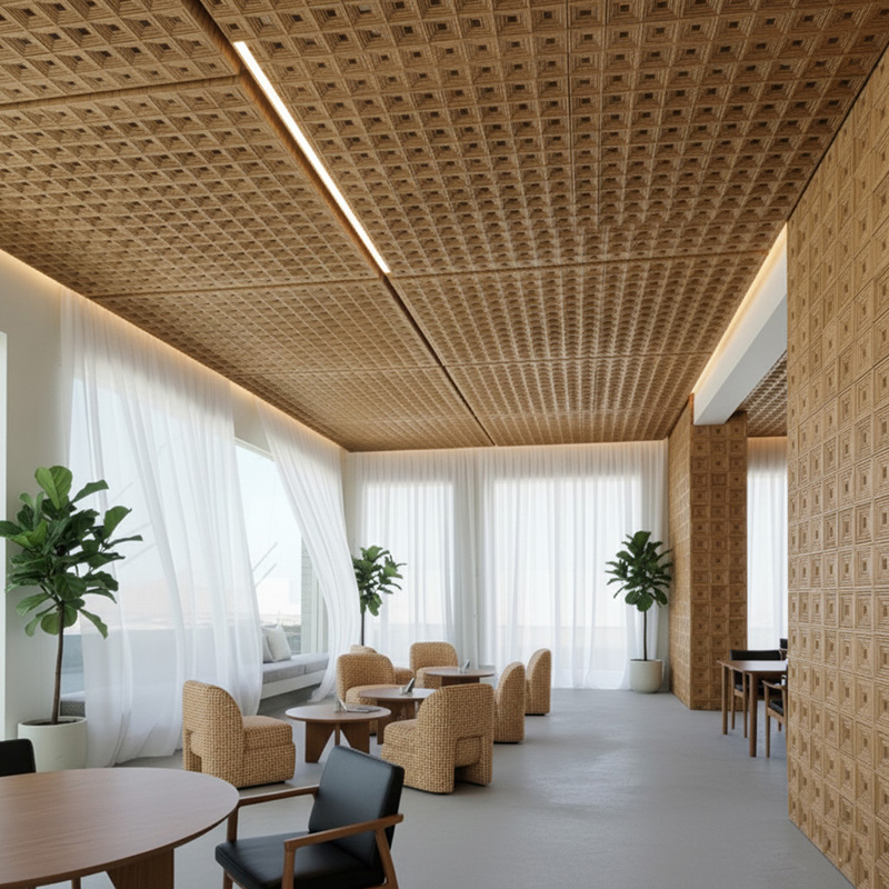Square Synthetic Rattan Panel used for outdoor wall cladding and partitions