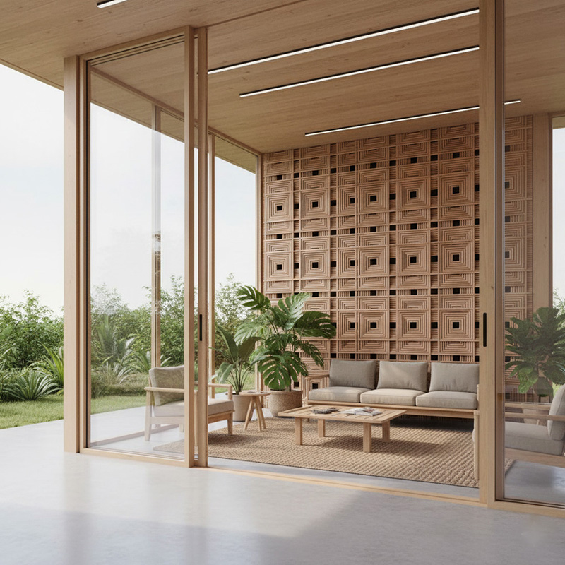 Square Synthetic Rattan Panel used for outdoor wall cladding and partitions