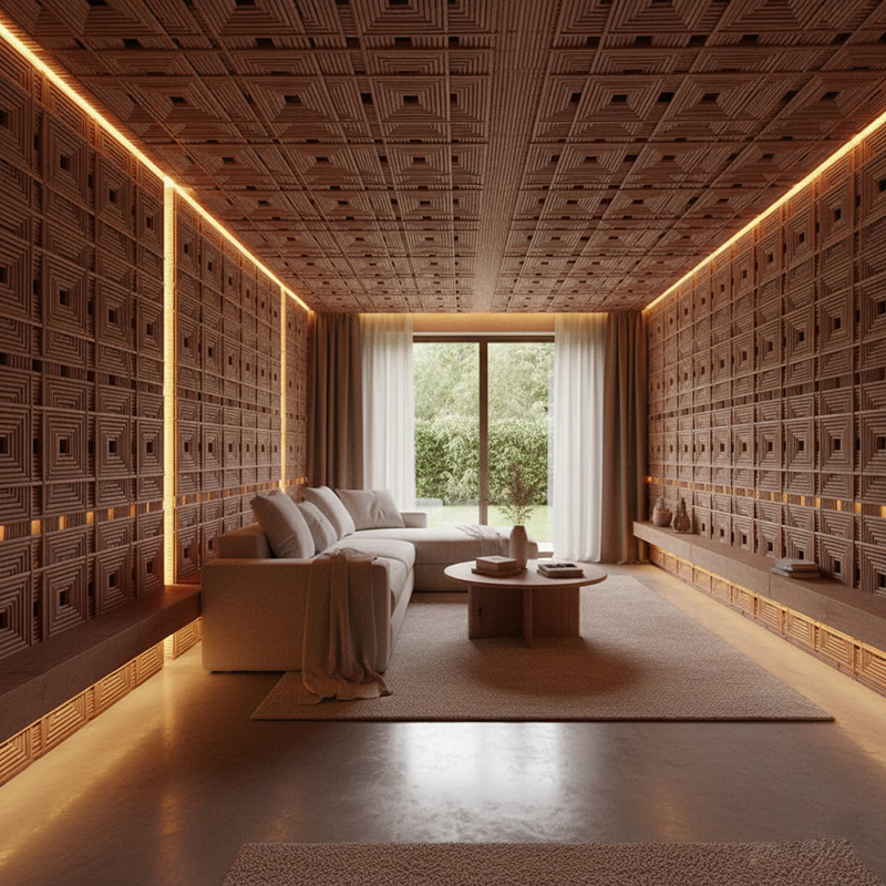 Square Synthetic Rattan Panel used for outdoor wall cladding and partitions