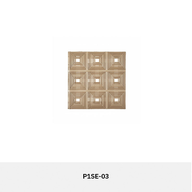 RATTAFORM P1SE Square Synthetic Rattan Panel installed on modern interior wall