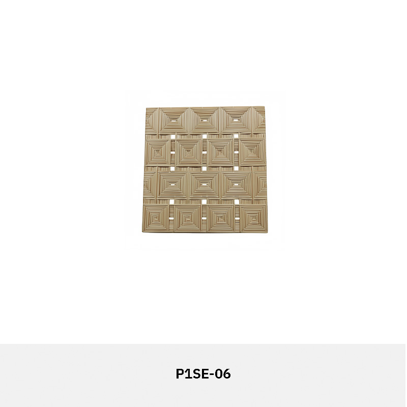 RATTAFORM P1SE Square Synthetic Rattan Panel installed on modern interior wall